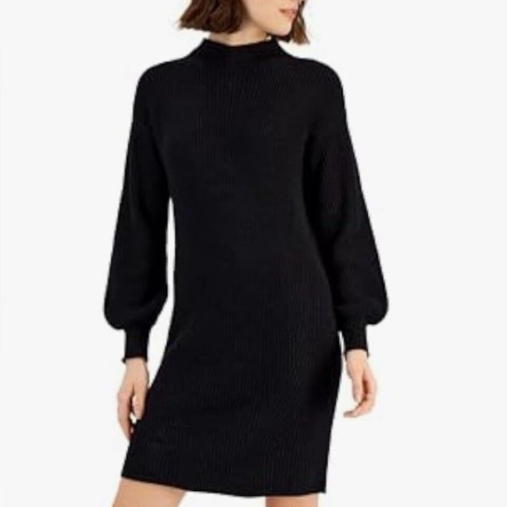 Black Mock Neck Sweater Dress